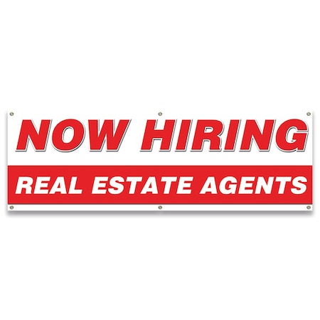 Signmission Now Hiring Real Estate Agents Banner Apply Inside Accepting Application Single Sided B-72-30294